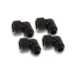 Alphacool Eiszapfen 16mm HardTube Anschraubtülle 90° drehbar G1/4 für Acryl/Messingrohre - 4pcs Set schwarz