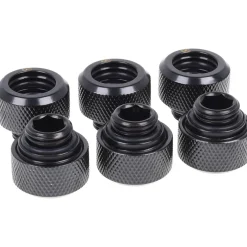 Alphacool Eiszapfen 13mm HardTube Anschraubtülle G1/4 für Acryl- Messingrohre - Deep Black Sixpack