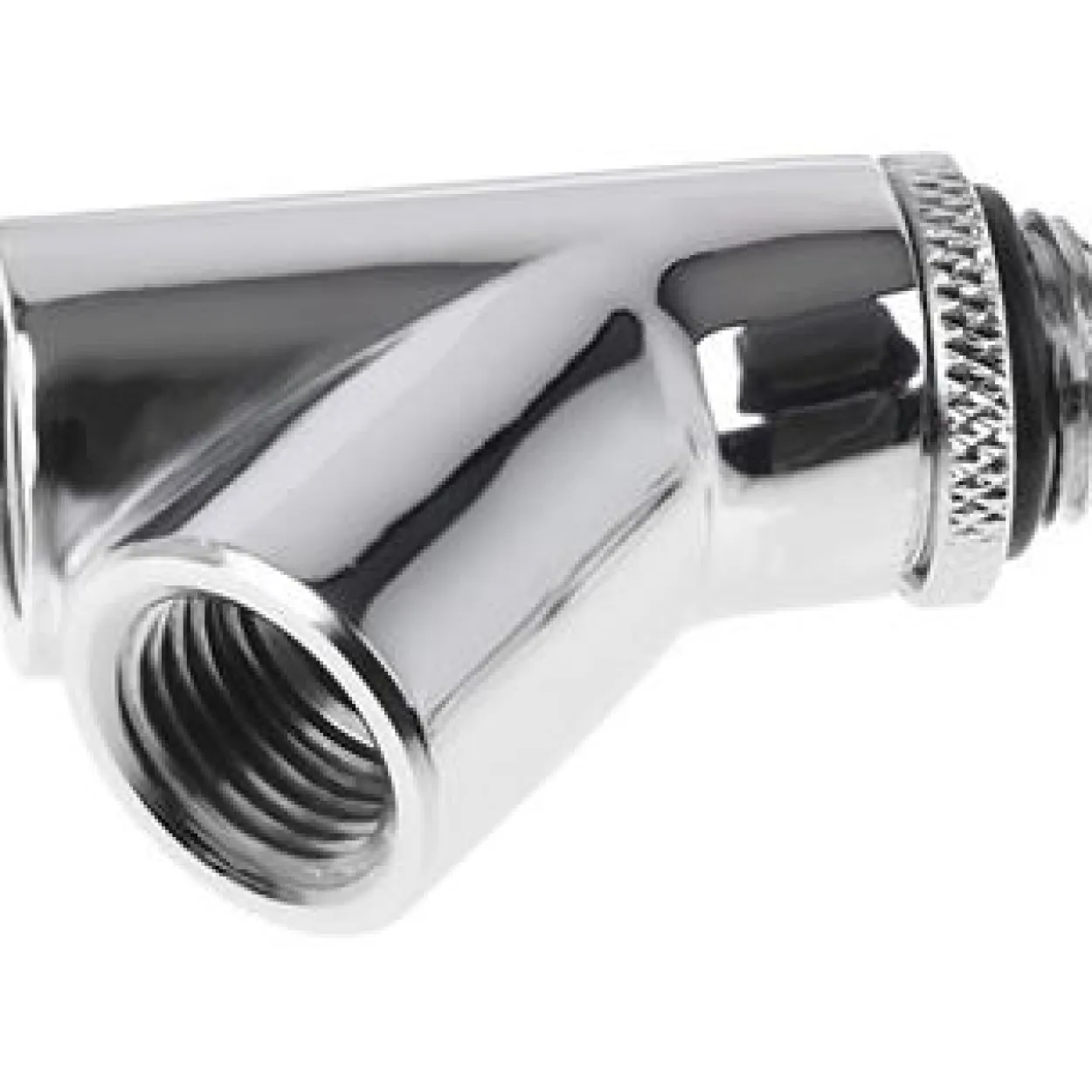 Alphacool Eiszapfen Y-Verbinder 45° - G1/4 drehbar - 2x Innen 1x Außengewinde - Chrome