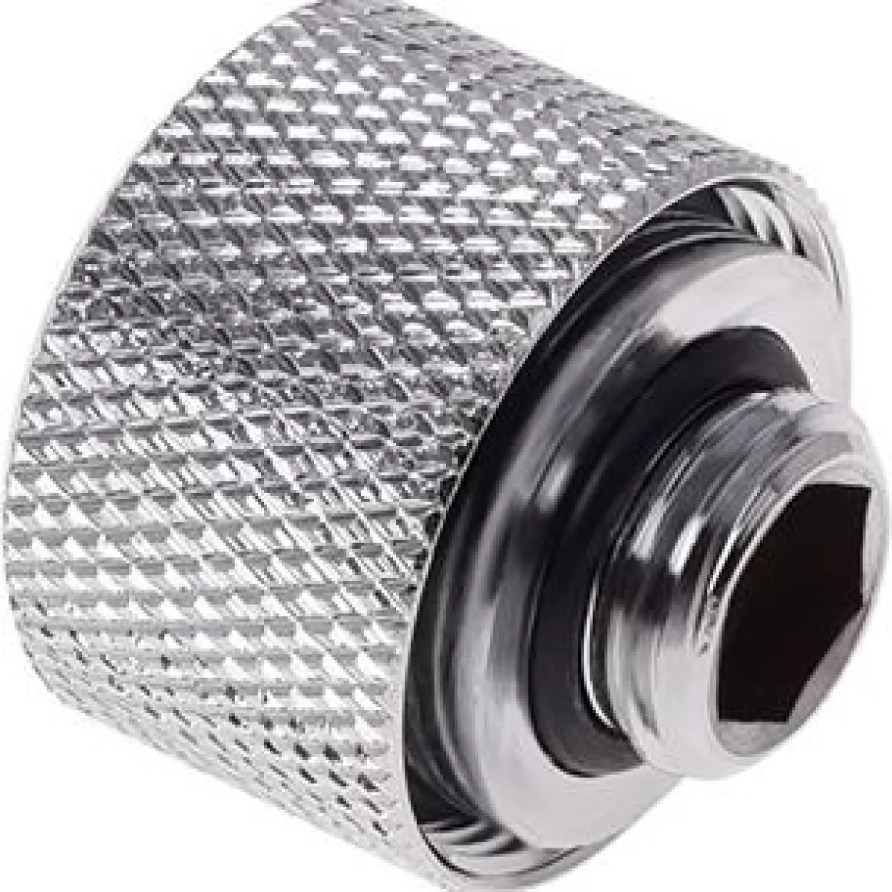 Alphacool HT 16mm HardTube Anschraubtülle G1/4 für Acryl- Messingrohre - gerändelt - Chrome Sixpack