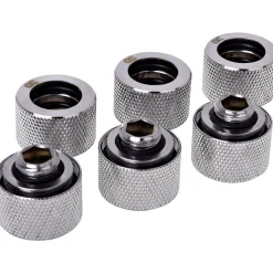 Alphacool HT 16mm HardTube Anschraubtülle G1/4 für Acryl- Messingrohre - gerändelt - Chrome Sixpack