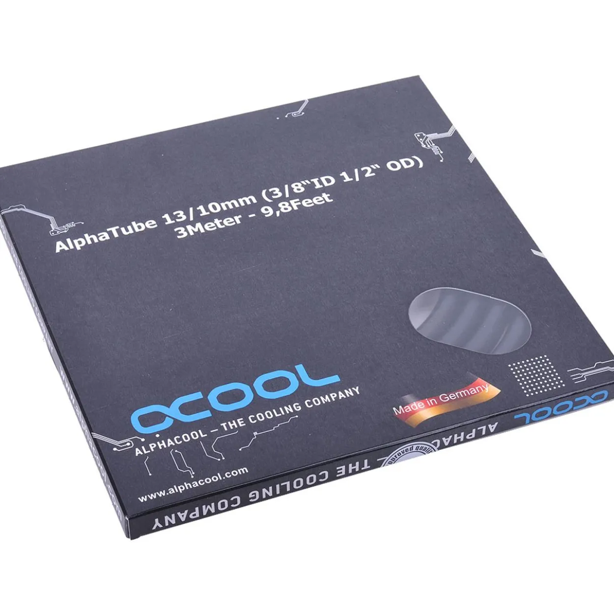 Alphacool Schlauch AlphaTube HF 13/10 (3/8"ID) - UV Schwarz 3m (9,8ft) Retailbox