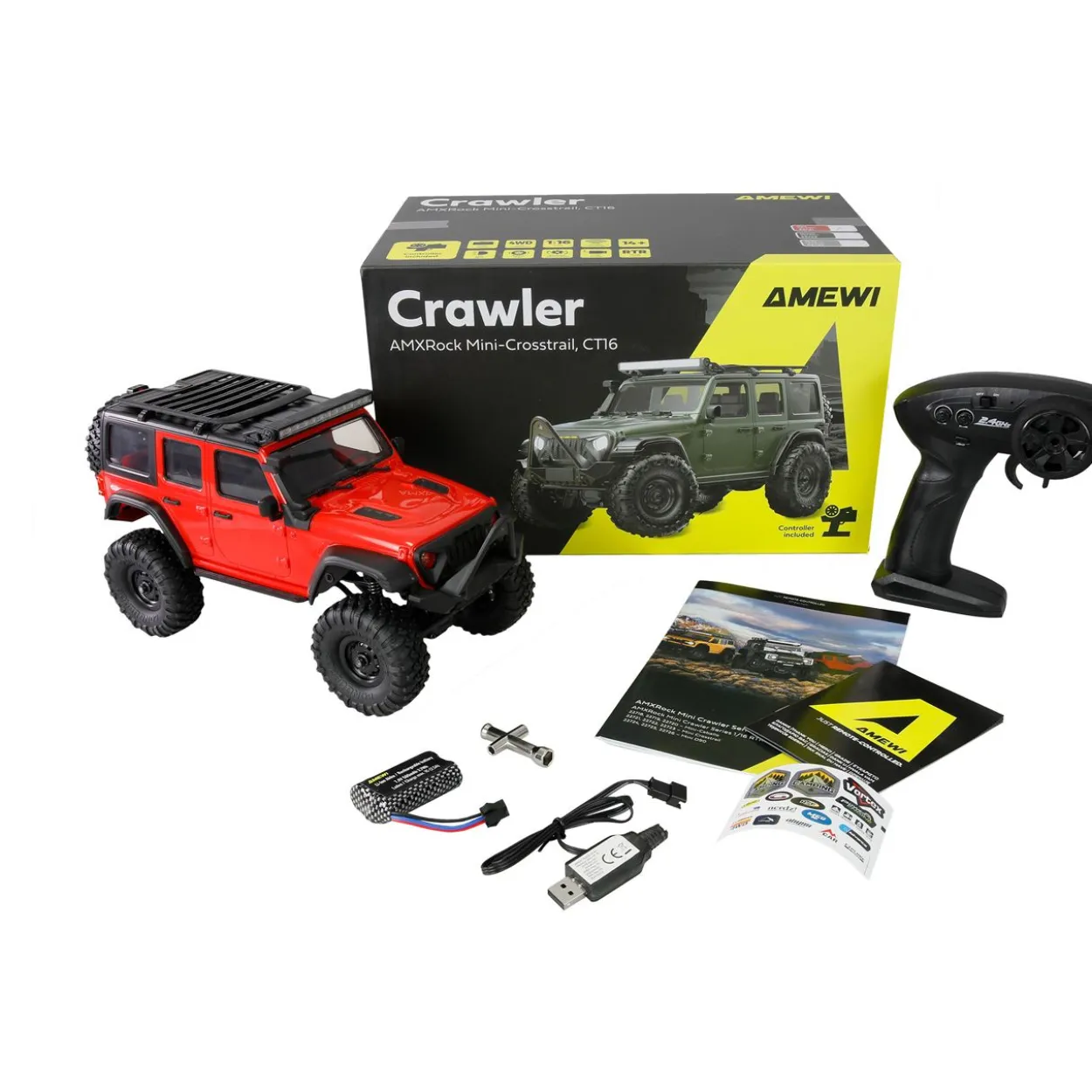 Amewi RC Crawler Mini-Crosstrailer AMXRock 4WD 1:16 RTR rot