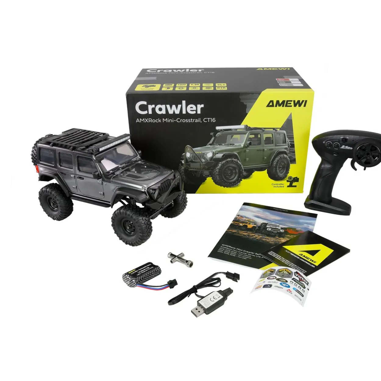 Amewi RC Crawler Mini-D90 AMXRock 4WD 1:16 RTR 22723 grau
