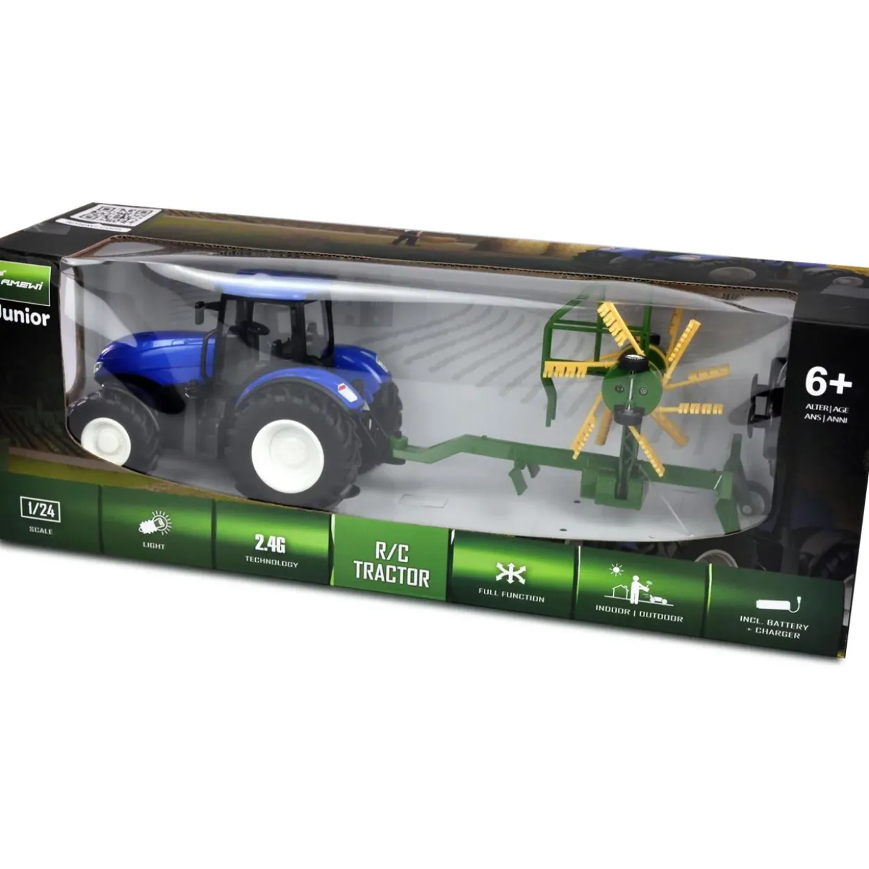 Amewi RC Traktor mit Kreiselschwader LiIon 500mAh blau/6+