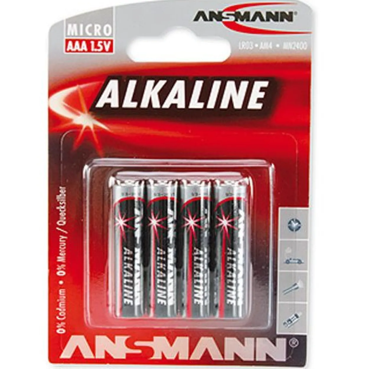 ANSMANN Red-Line LR03 Alkaline AAA Micro Batterie 1.5 V 4er Pack