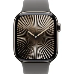 Apple Watch Series 10 GPS + Cellular 42mm Natural Titanium Case with Stone Grey Sport Band - S/M