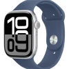 Apple Watch Series 10 GPS + Cellular 46mm Silver Aluminium Case with Denim Sport Band - M/L