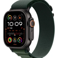 Apple Watch Ultra 2 GPS + Cellular 49mm Black Titanium Case with Dark Green Alpine Loop - Medium