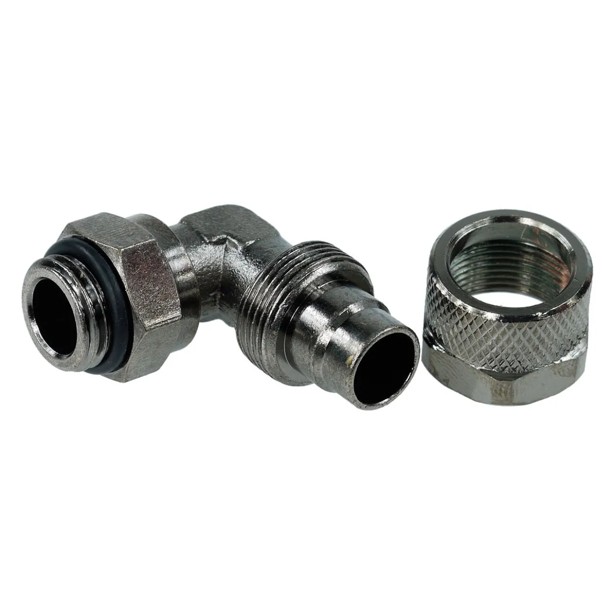Aquatuning 13/10mm (10x1,5mm) Anschraubtülle 90° drehbar G1/4 - schwarz nickel
