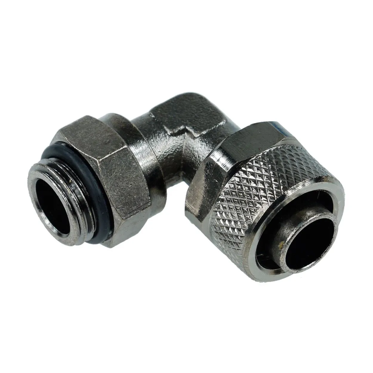 Aquatuning 13/10mm (10x1,5mm) Anschraubtülle 90° drehbar G1/4 - schwarz nickel