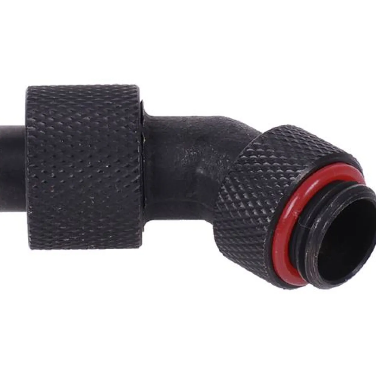 Aquatuning 13/10mm (10x1,5mm) Anschraubtülle 45° drehbar G1/4 - gerändelt - schwarz matt
