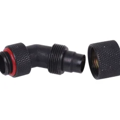 Aquatuning 13/10mm (10x1,5mm) Anschraubtülle 45° drehbar G1/4 - gerändelt - schwarz matt