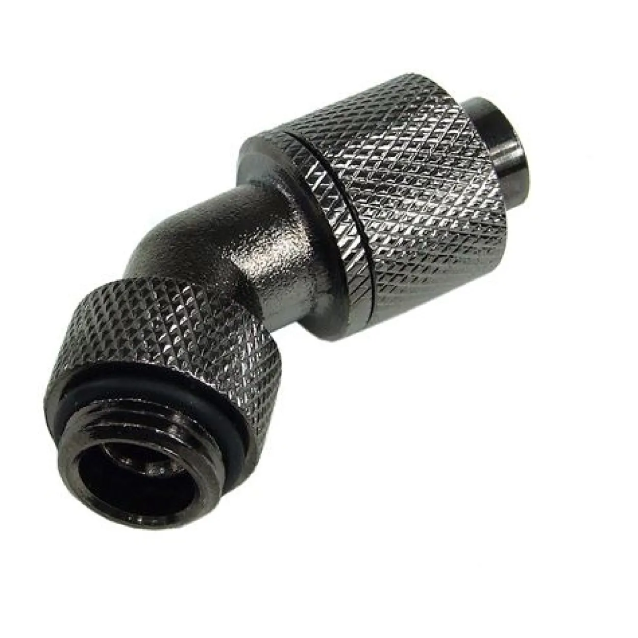 Aquatuning 13/10mm (10x1,5mm) Anschraubtülle 45° drehbar G1/4 - gerändelt - schwarz nickel