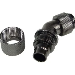 Aquatuning 13/10mm (10x1,5mm) Anschraubtülle 45° drehbar G1/4 - gerändelt - schwarz nickel