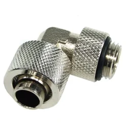 Aquatuning 13/10mm (10x1,5mm) Anschraubtülle 90° drehbar G1/4 - gerändelt - silber vernickelt