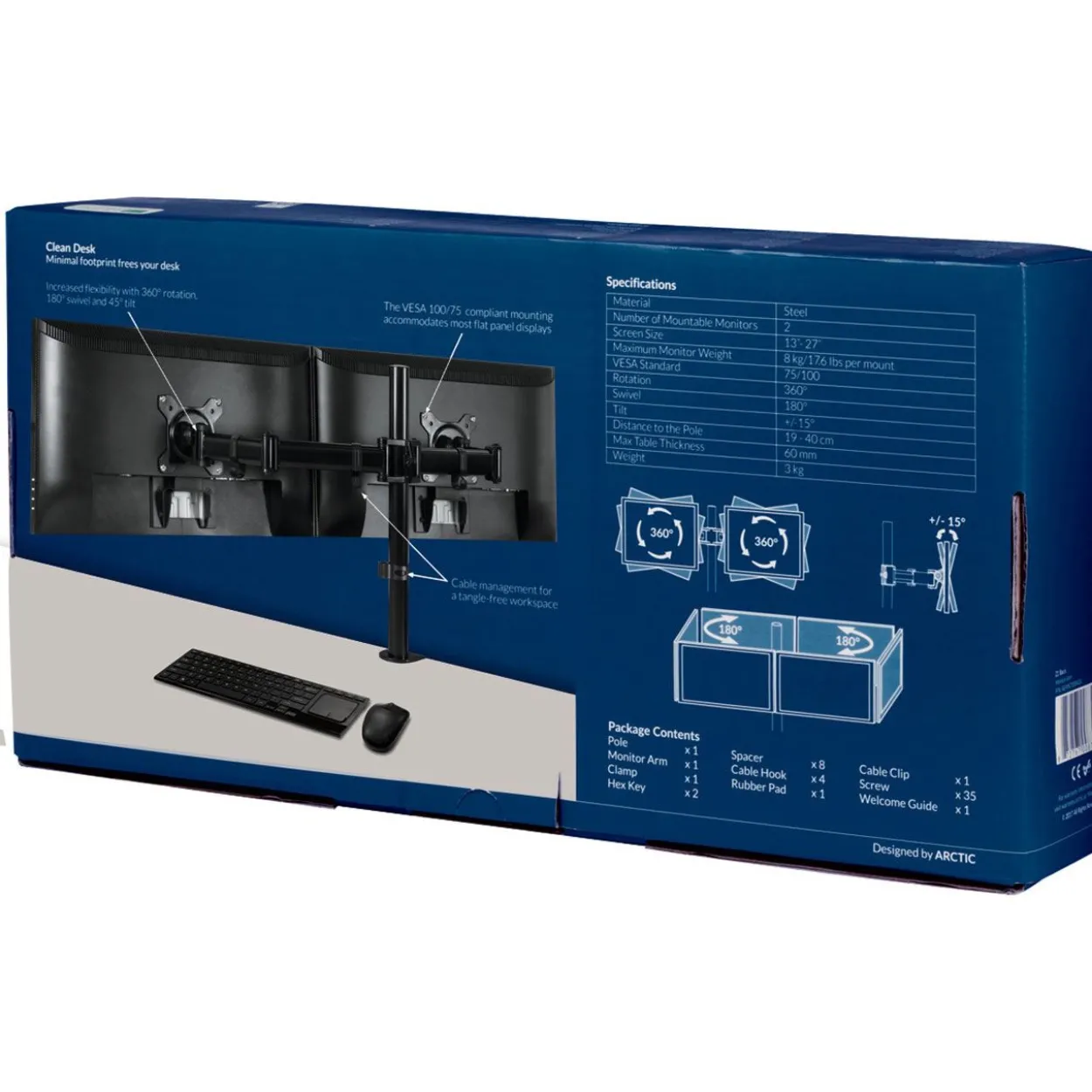 Arctic Monitorhalterung Z2 Basic - schwarz