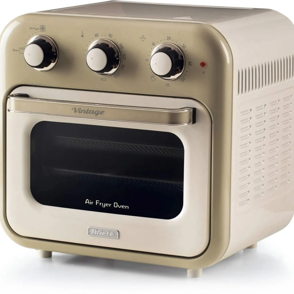 Ariete Heißluftfritteuse und Mini-Ofen 3in1 Vintage Beige (weiß/beige, 1.350 Watt, Garraum 16 Liter, mit Sichtfenster)