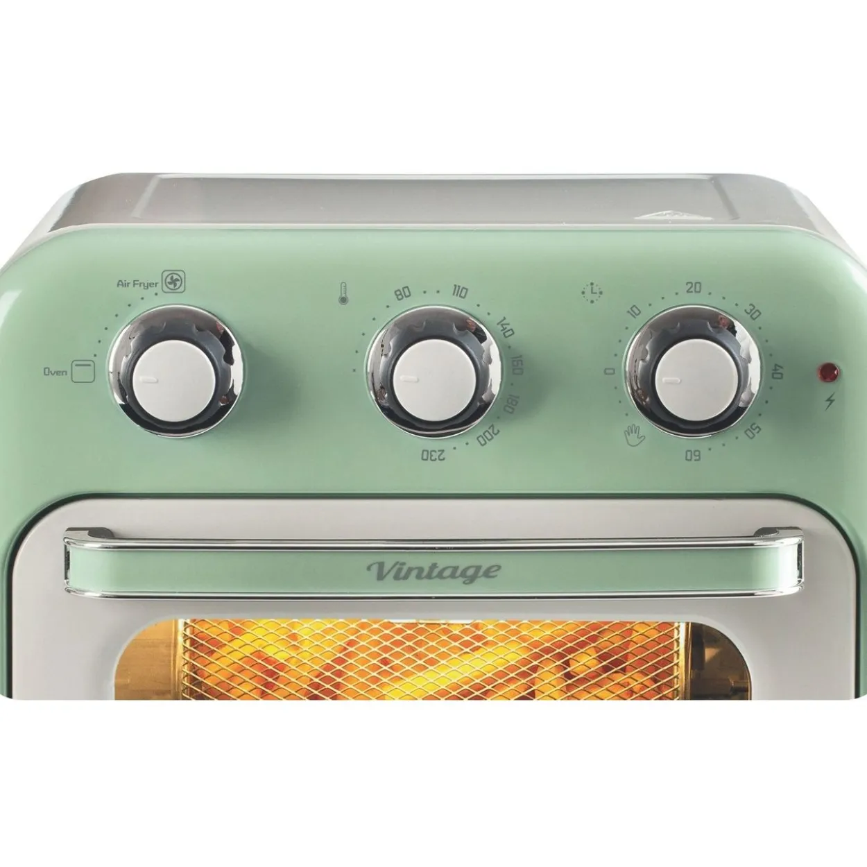 Ariete Heißluftfritteuse und Mini-Ofen 3in1 Vintage Green (weiß/hellgrün, 1.350 Watt, Garraum 16 Liter, mit Sichtfenster)