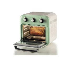 Ariete Heißluftfritteuse und Mini-Ofen 3in1 Vintage Green (weiß/hellgrün, 1.350 Watt, Garraum 16 Liter, mit Sichtfenster)