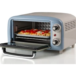 Ariete Mini-Backofen Vintage Blue (weiß/hellblau, 800 Watt, 10 Liter)