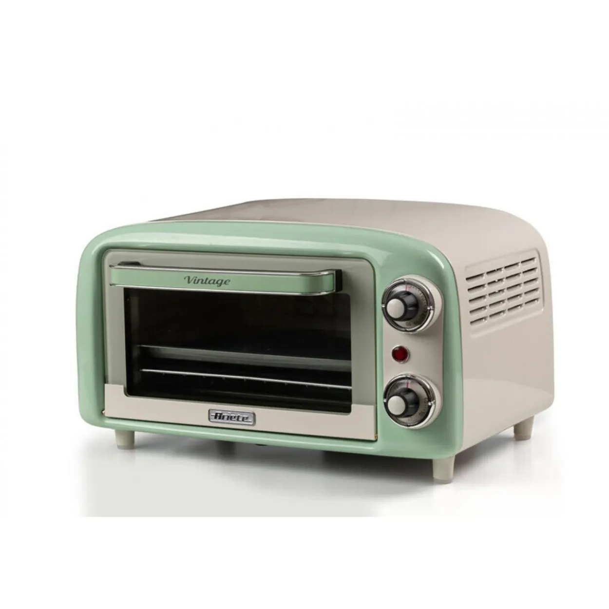 Ariete Mini-Backofen Vintage Green (weiß/hellgrün, 800 Watt, 10 Liter)