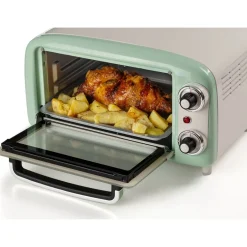 Ariete Mini-Backofen Vintage Green (weiß/hellgrün, 800 Watt, 10 Liter)