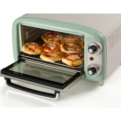 Ariete Mini-Backofen Vintage Green (weiß/hellgrün, 800 Watt, 10 Liter)