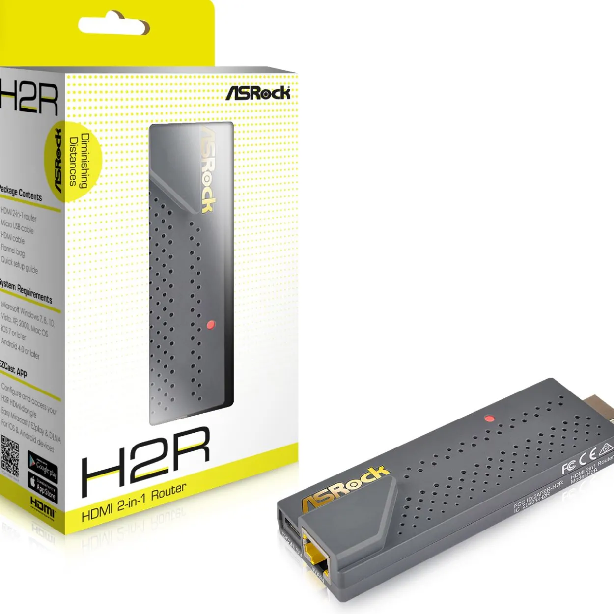 ASRock H2R HDMI Dongle 2-In-1 Travel Router 300 Mbps
