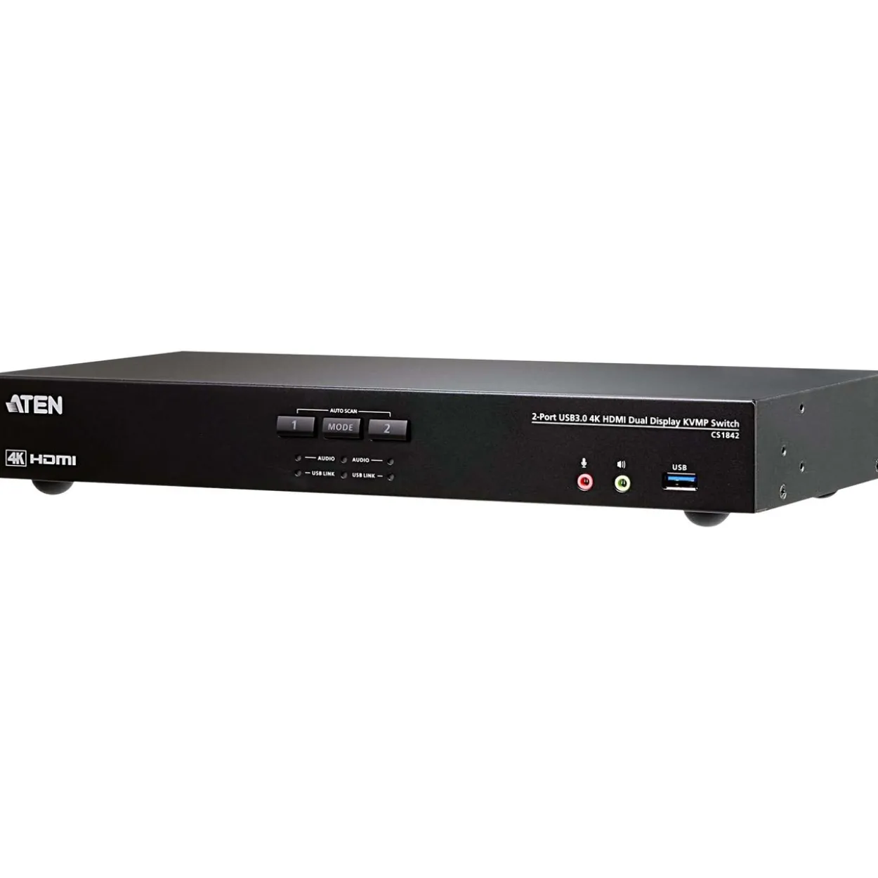 ATEN Technology CS1842 KVMP-Switch 2-fach, 4K HDMI, Dual Display, USB 3.0, Audio