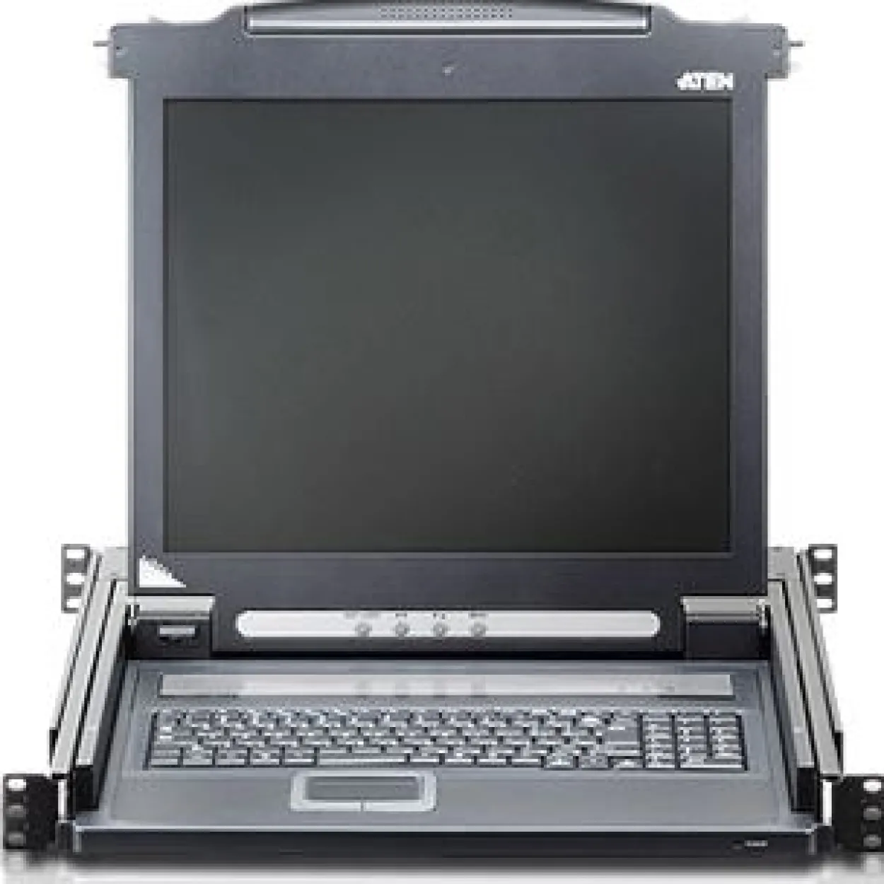 ATEN Technology KVM CL1000M-ATA, Slideaway-43,18cm-(17")-LCD-Konsole, mit beleuchteter Tastatur (DE-Layout), für 48,26cm-(19")-Schrank