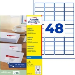 AVERY Zweckform 1.200 Adressetiketten J4791-25 weiß 45,7 x 21,2 mm