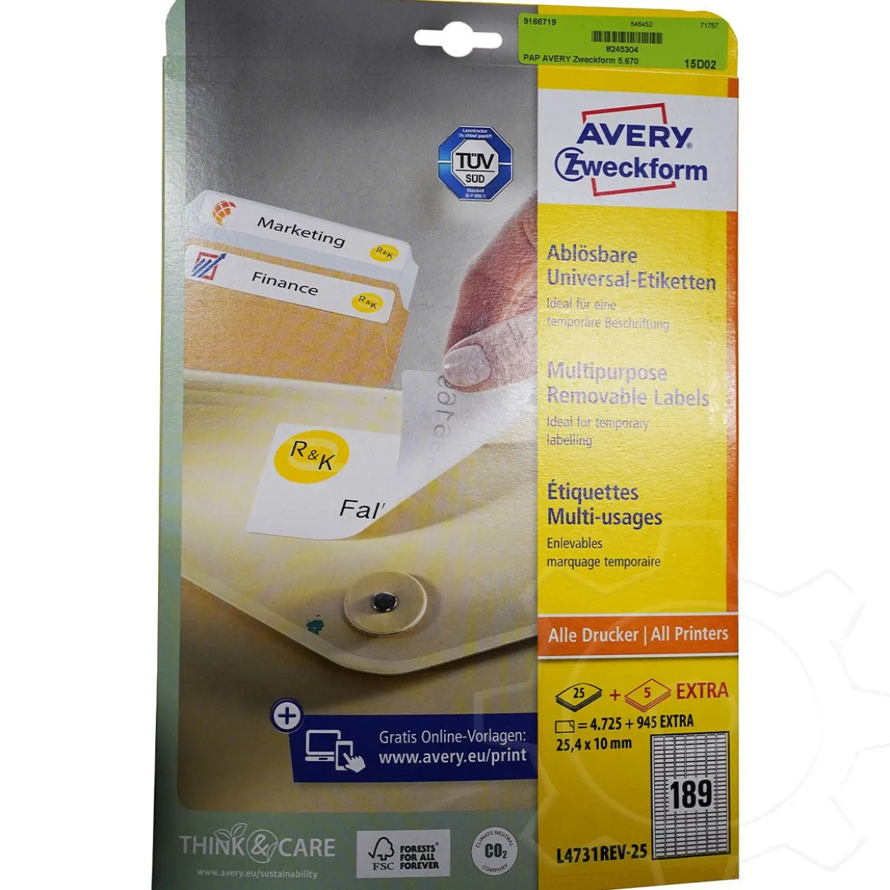 AVERY Zweckform 5.670 Etiketten L4731REV-25 weiß 25,4 x 10,0 mm