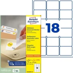 AVERY Zweckform 540 Etiketten L6025REV-25 weiß 63,5 x 46,6 mm