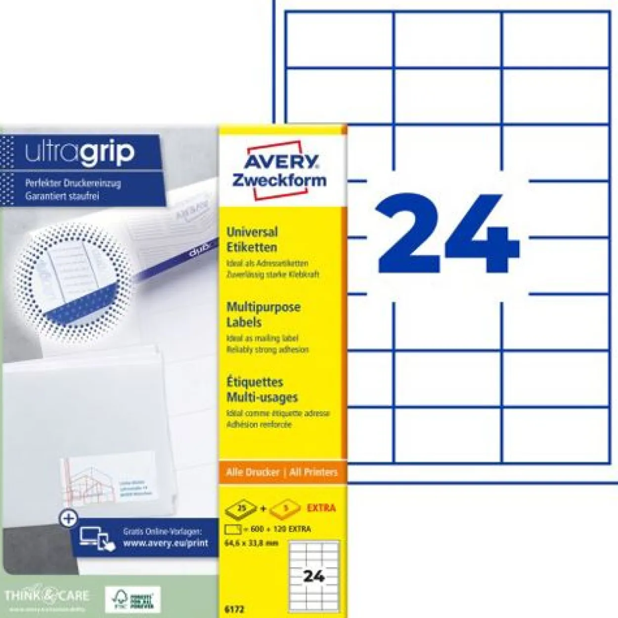 AVERY Zweckform 720 Etiketten 6173 weiß 70,0 x 37,0 mm