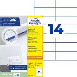 AVERY Zweckform 3.080 Etiketten 3653-200 weiß 105,0 x 42,3 mm