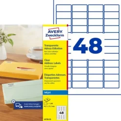 AVERY Zweckform 1.200 Folien-Adressetiketten J4720-25 transparent 45,7 x 21,2 mm