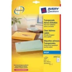 AVERY Zweckform 675 Folien-Adressetiketten J4721-25 transparent 63,5 x 29,6 mm