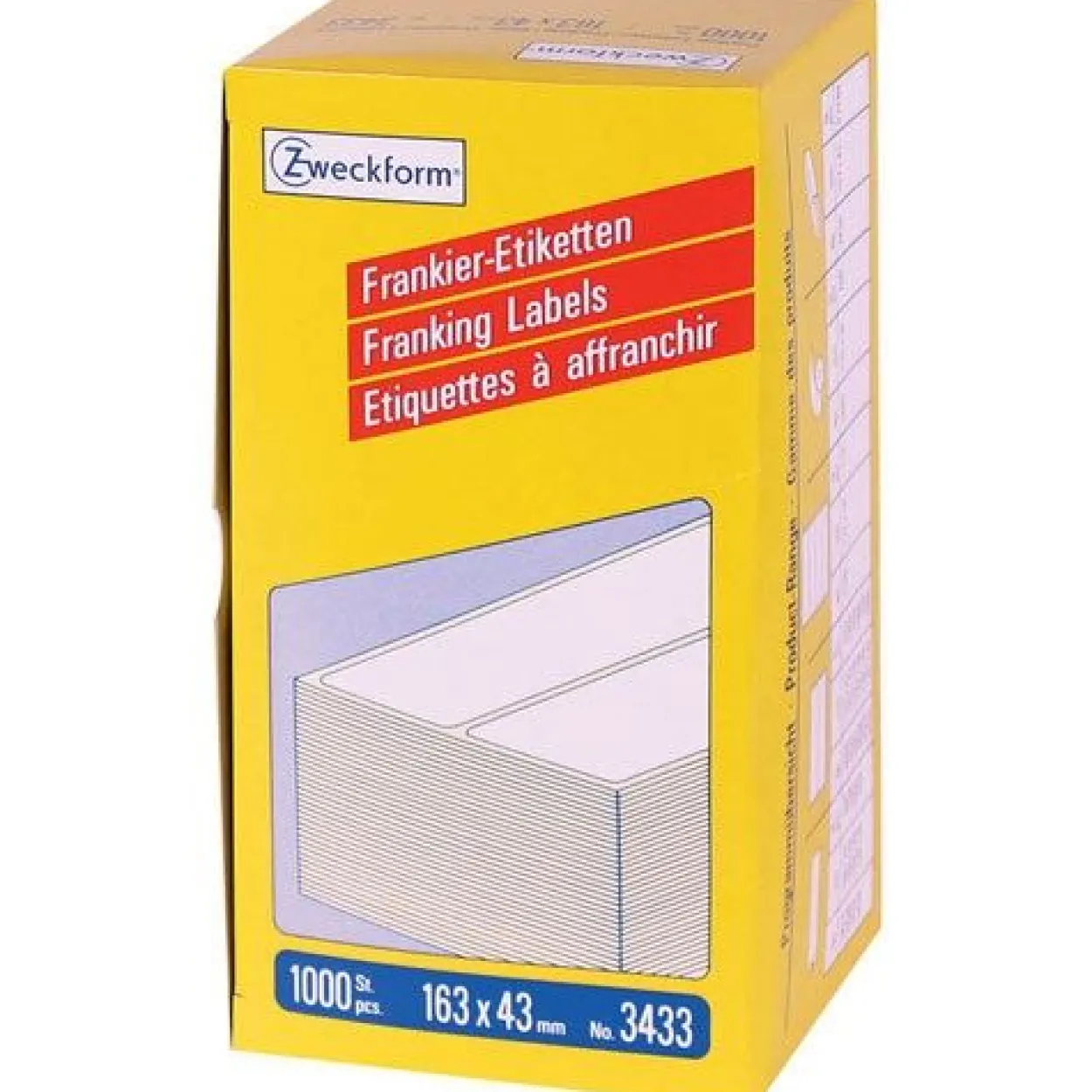 AVERY Zweckform 1.000 Frankieretiketten 3433 weiß 163,0 x 43,0 mm