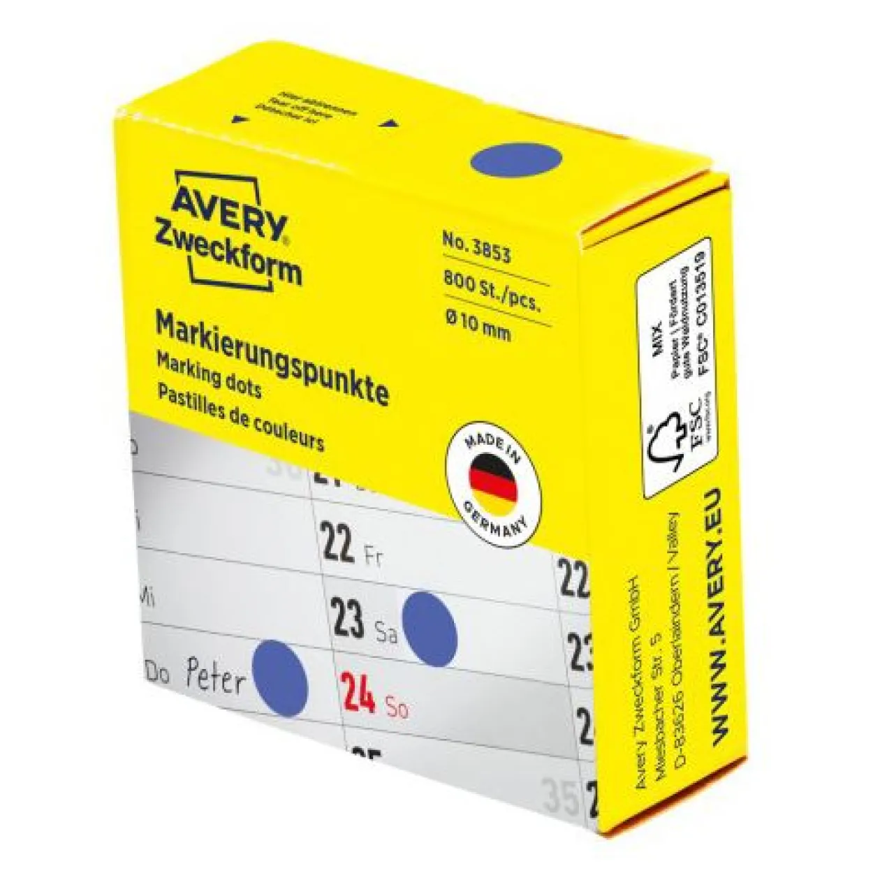 AVERY Zweckform Klebepunkte 3853 blau Ø 10,0 mm
