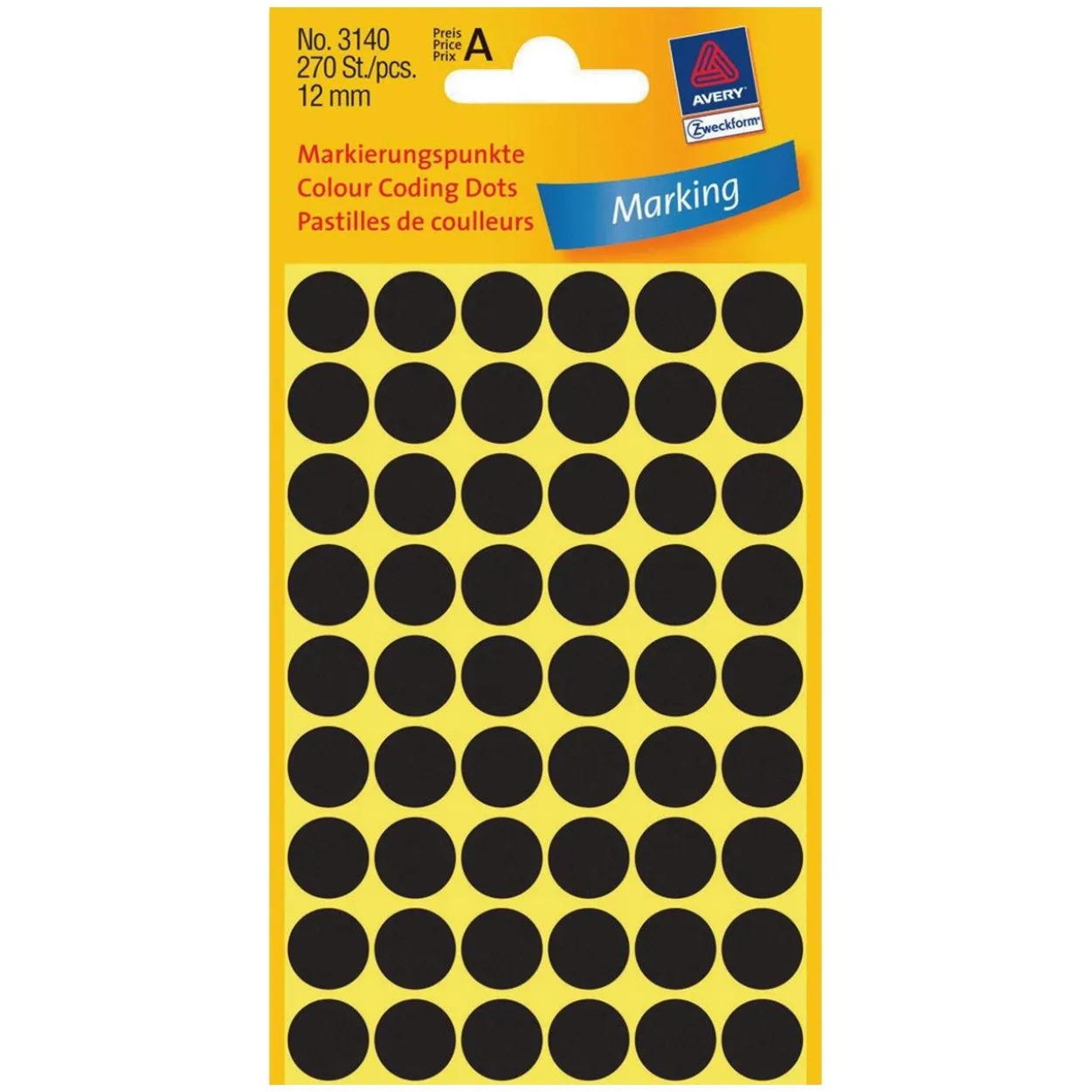 AVERY Zweckform Klebepunkte 3140 schwarz Ø 12,0 mm