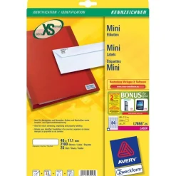 AVERY Zweckform Mini-Etiketten, 46,0 x 11,1 mm, weiß 2100