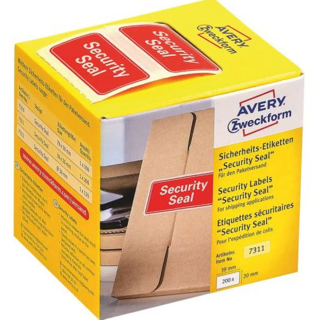 AVERY Zweckform 200 Sicherheitssiegel 7311 rot »Security Seal« 38,0 x 20,0 mm
