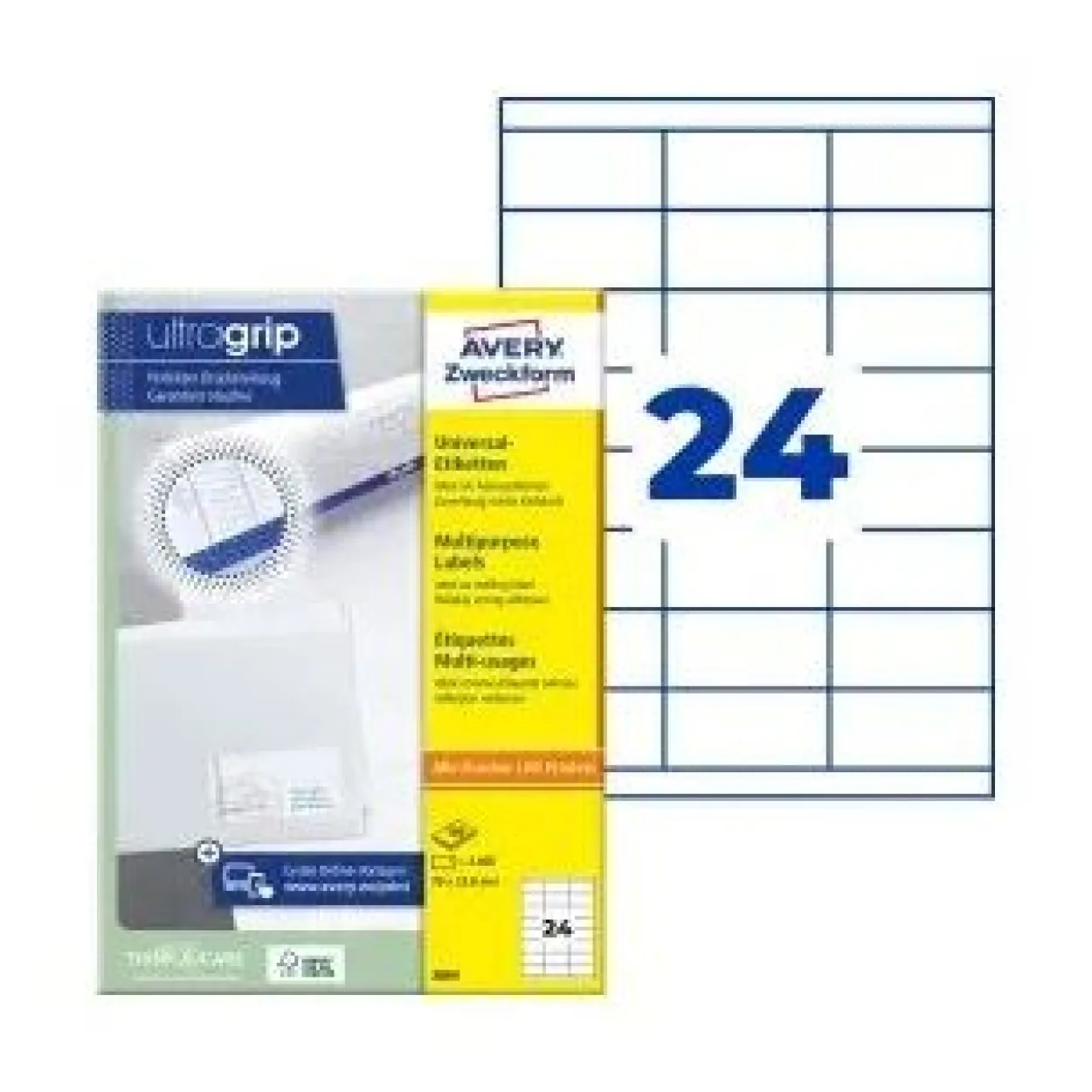 AVERY Zweckform Universal-Etiketten, 70 x 33,8 mm, weiß 2400