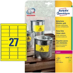 AVERY Zweckform 540 wetterfeste Folienetiketten L6105-20 gelb 63,5 x 29,6 mm