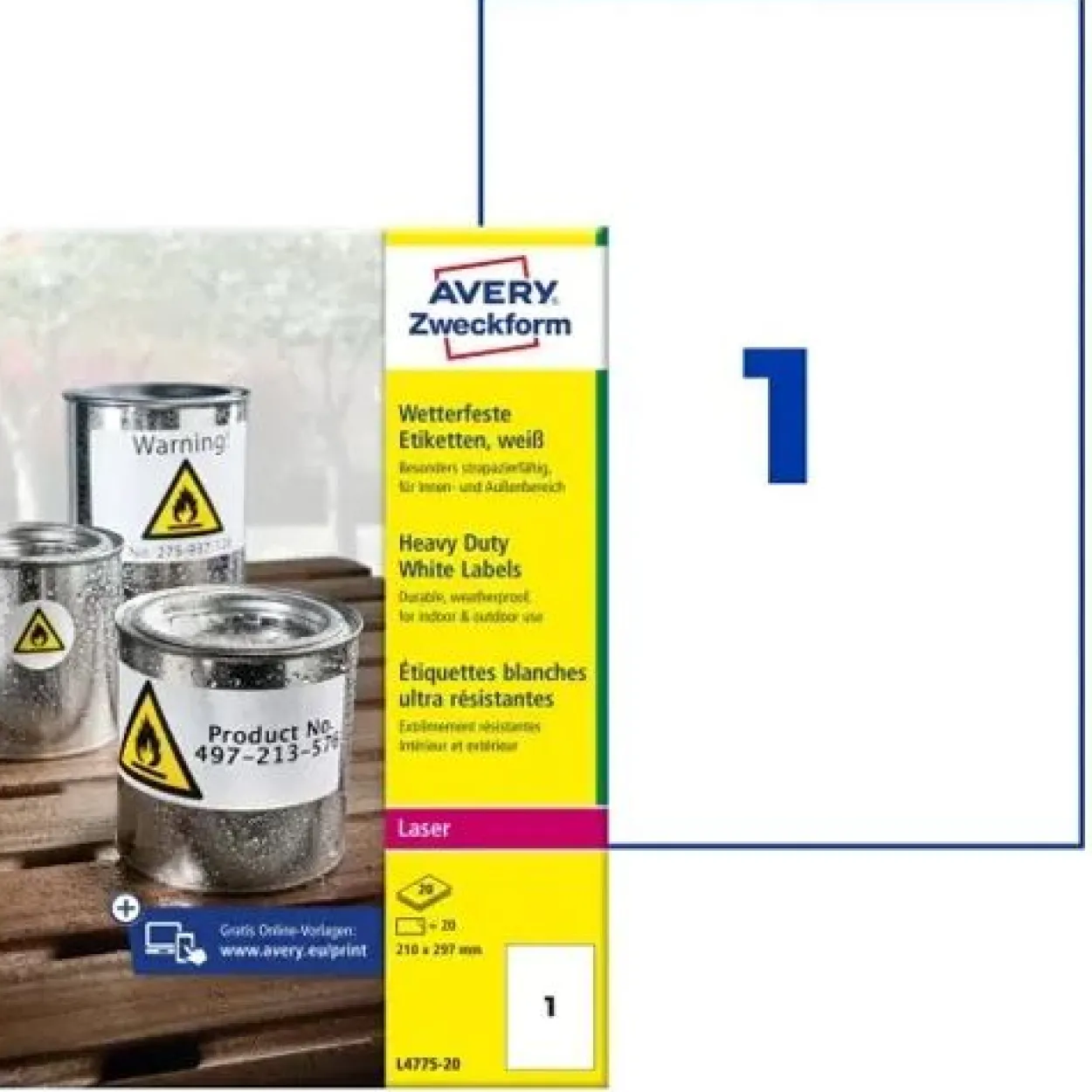 AVERY Zweckform wetterfeste Etiketten, 210 x 297 mm 20