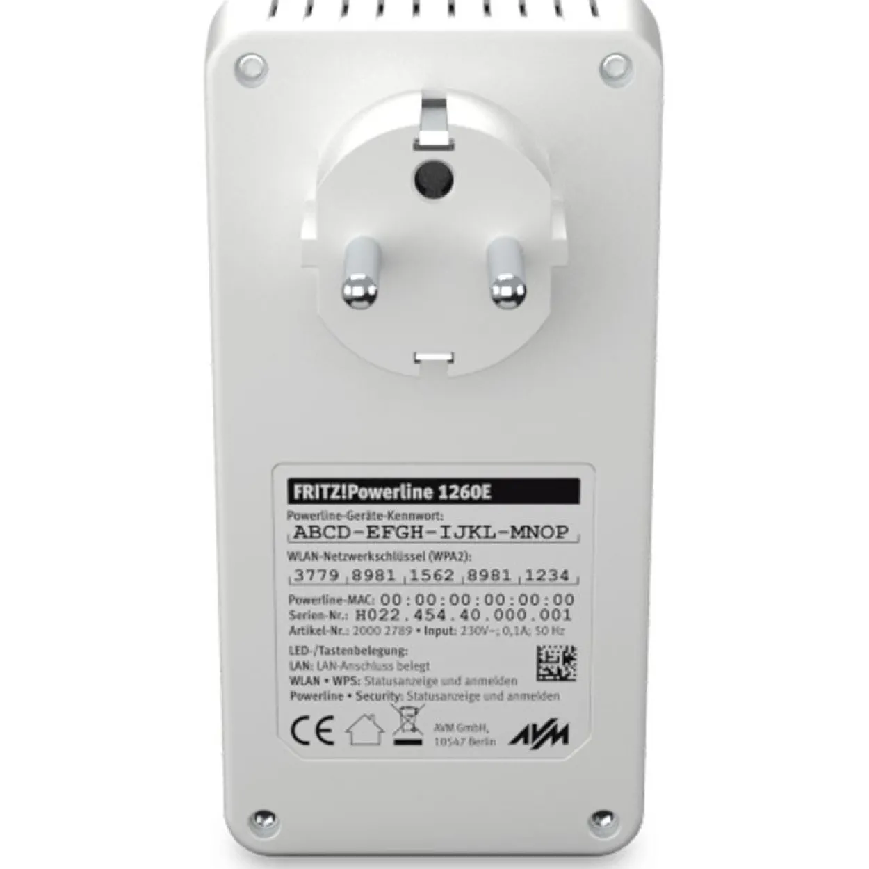 AVM FRITZ!Powerline 1260 WLAN Set 1200 MBit/s 1x LAN 10/100/1000 / WLAN 866 MBit/s weiss