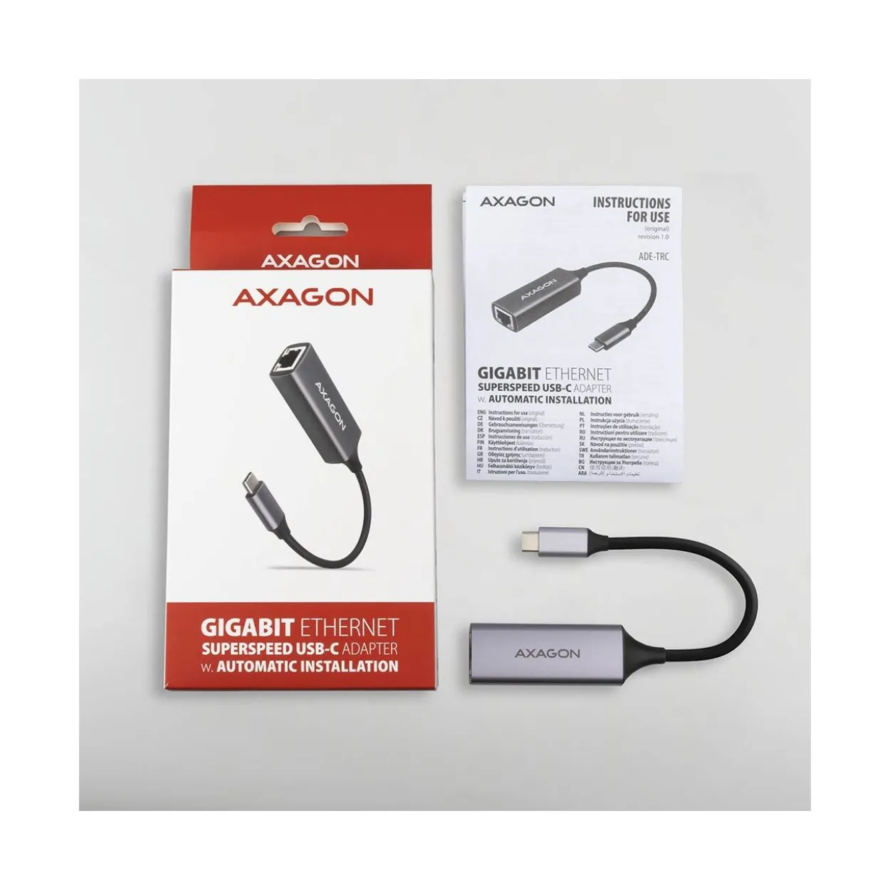 AXAGON ADE-TRC Gigabit Ethernet 10/100/1000 Adapter - USB 3.1 Typ C, Titangrau