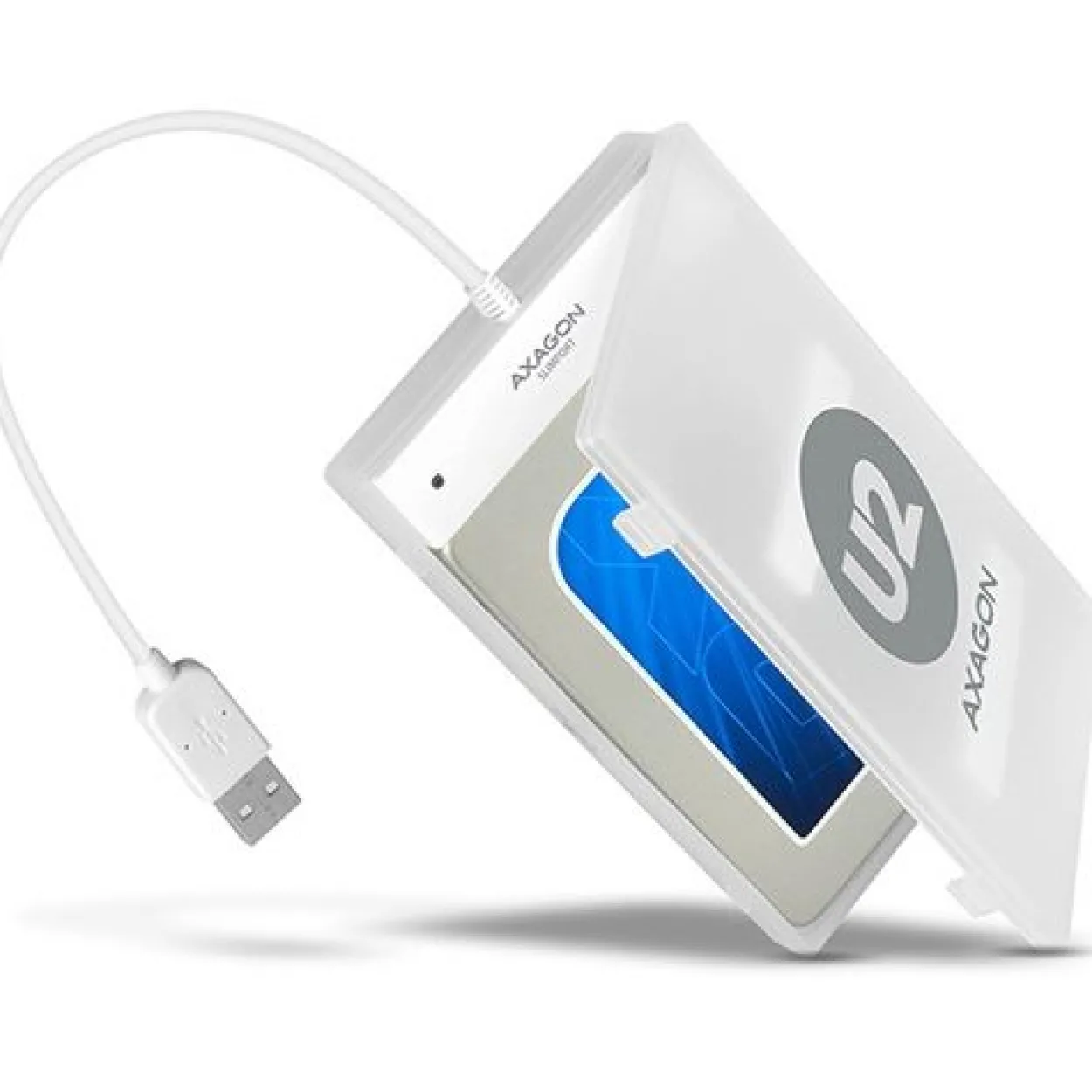 AXAGON ADSA-1S SLIMPort Adapter, USB 2.0, 2,5" SSD/HDD, SATA - mit Case