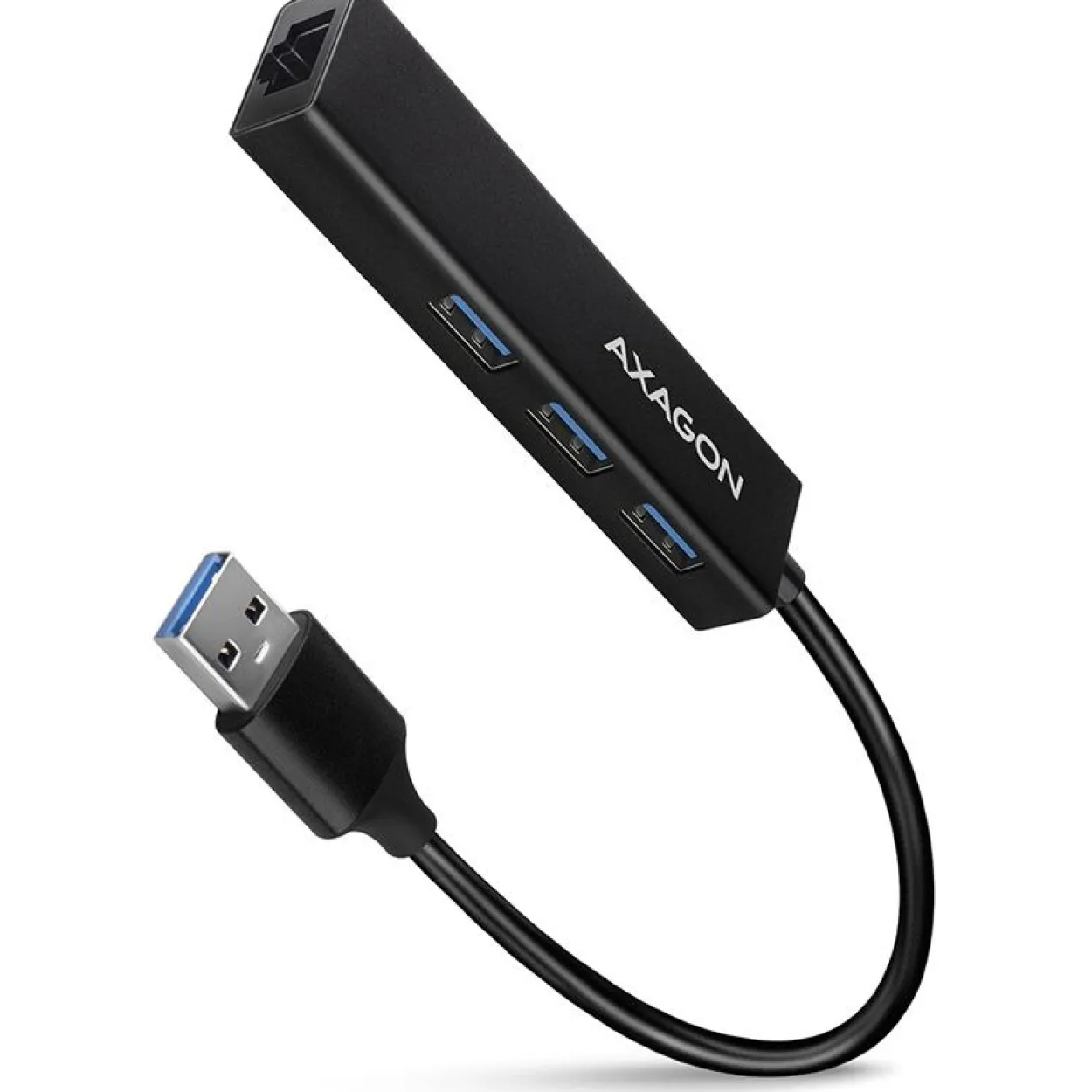 AXAGON HMA-GL3A Multiport-Hub, USB 3.0 Typ A, Gbit-LAN, 3x USB-A, microSD